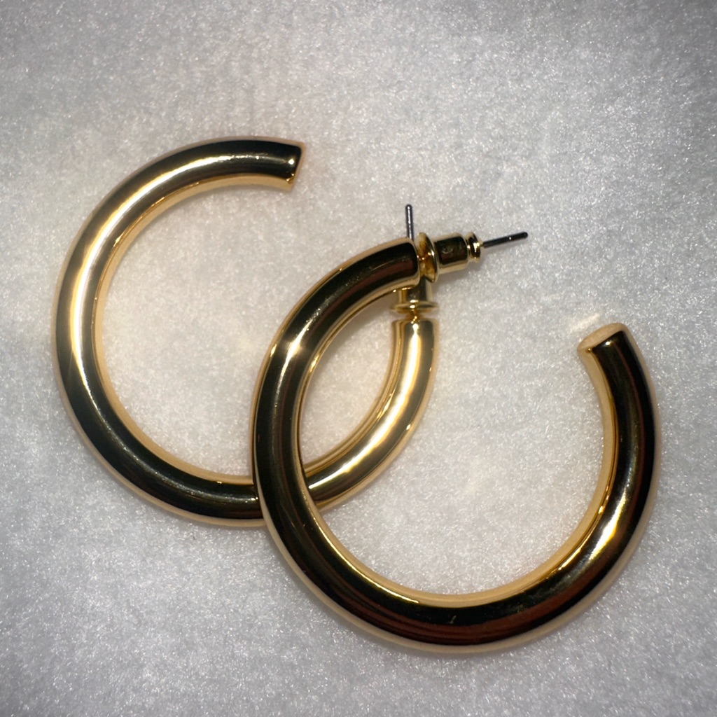 14kt Gold Plated Hoop Earrings, New.